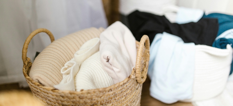 Clothing Items inside Woven Baskets